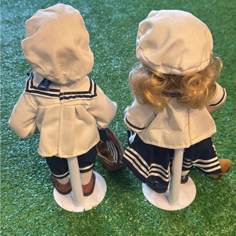 Nautical Sailor Doll Pair in Navy and White - Picture 5 of 10